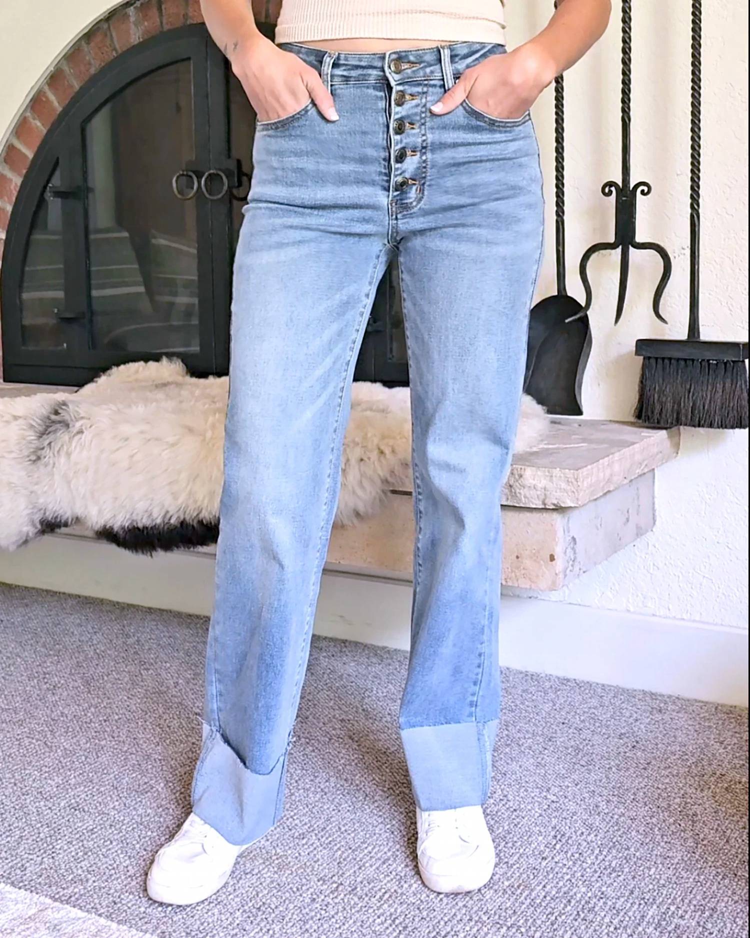 Grace And Lace - Straight Leg Cuffed Jeans