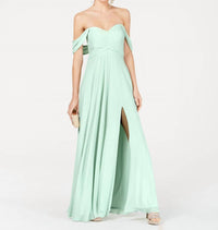 Sequin Hearts - Women's Split Hem Polyester Evening Dress