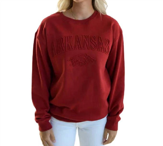 Gameday Social - Arkansas Embossed Crew Top