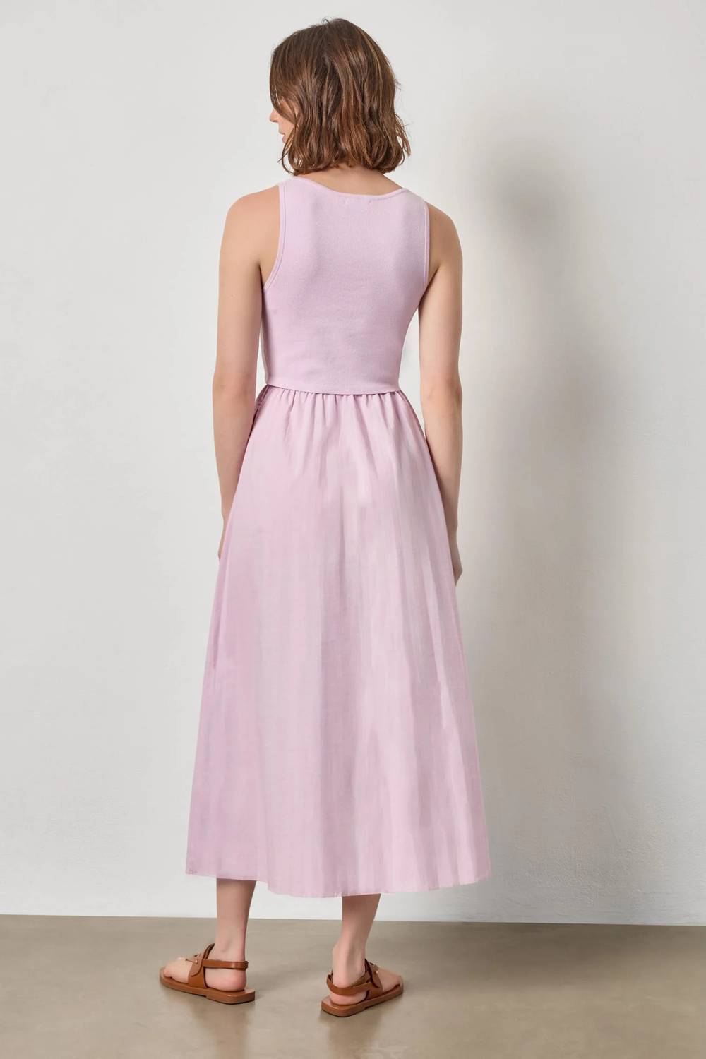 Lilla P - Mixed Media Scoop Neck Midi Dress