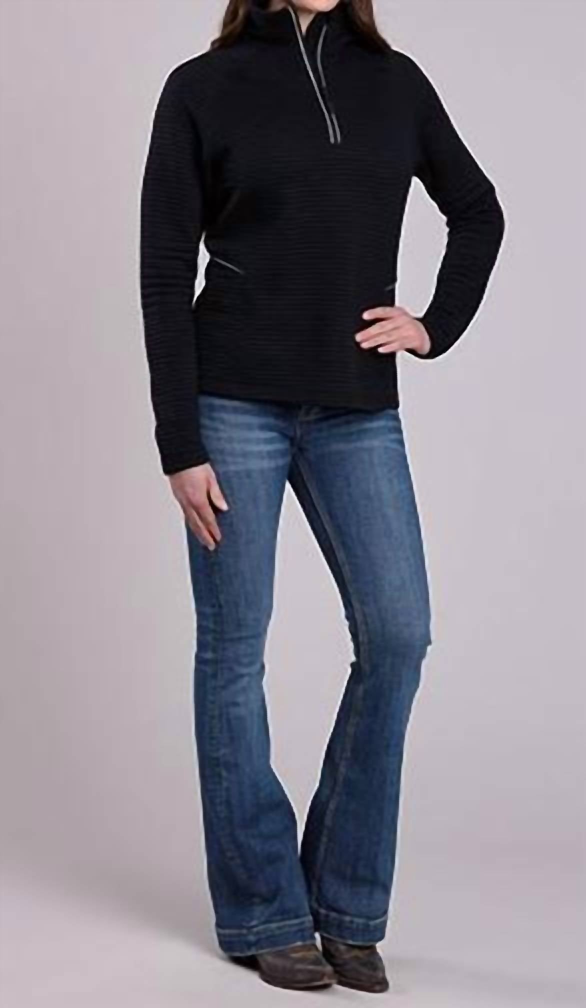 Roper - Womens Outwear Poly Ribbed Pullover 3/4 Zip Jacket