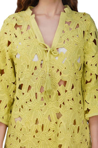 America & Beyond - Fall For Neon Floral Lace Midi Cover Up Dress