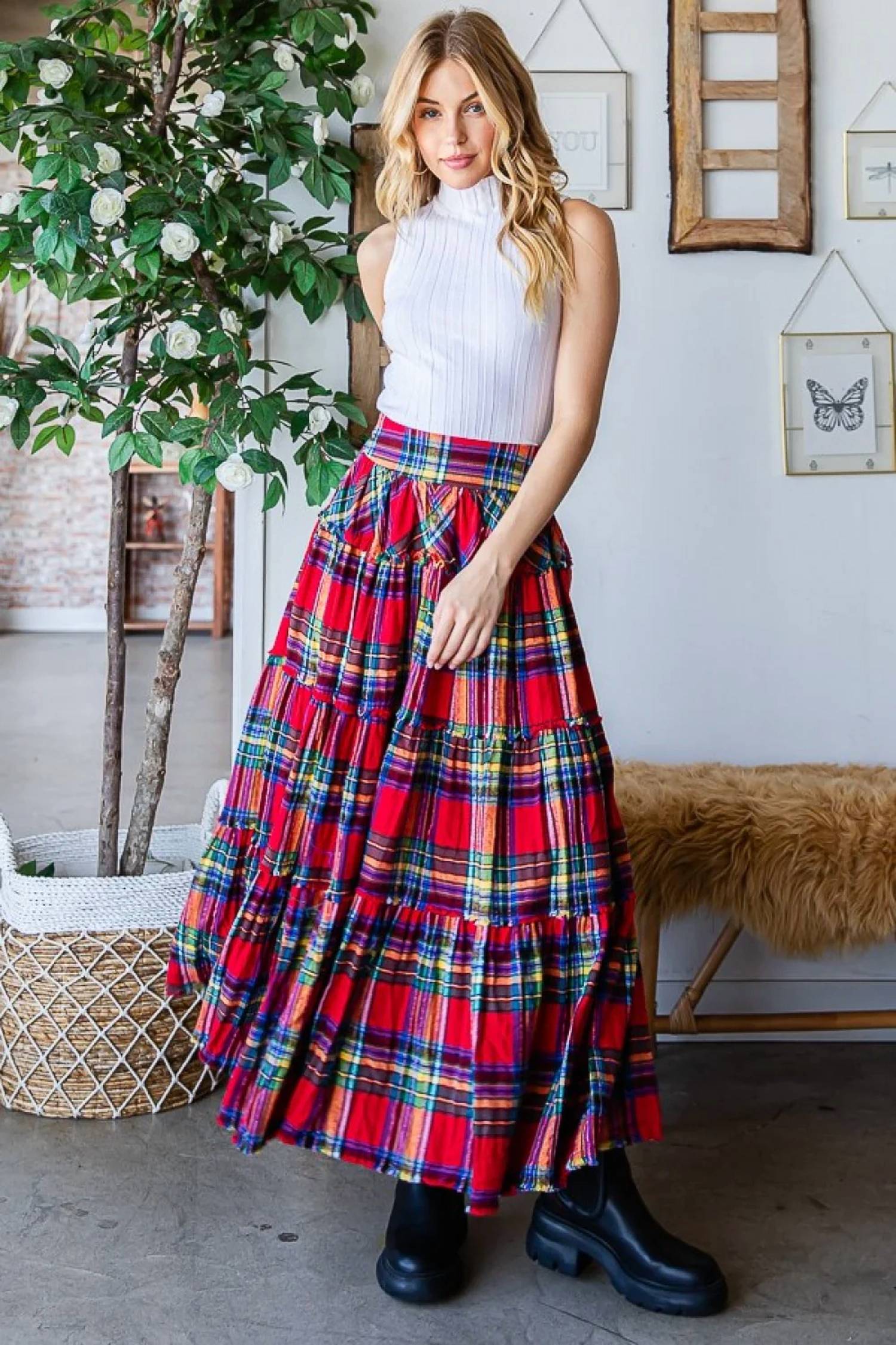 Oli & Hali - Plaid Maxi Skirt