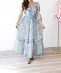 Mable - Organza Ruched Tiered Midi Dress