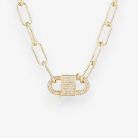 Eye Candy Los Angeles Women's Violet Chain Link Cubic Zirconia Necklace in gold - women's jewelry - detail view