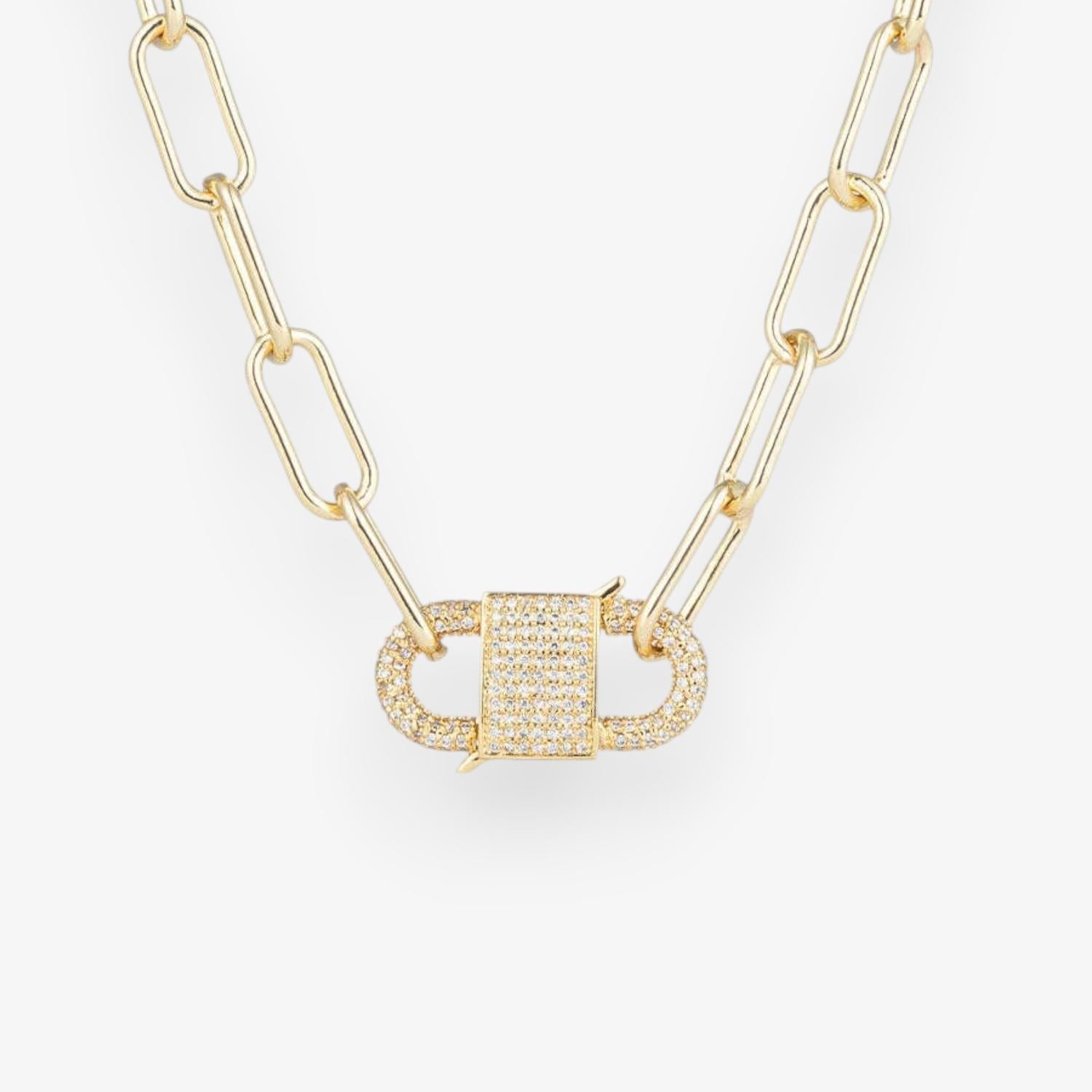 Eye Candy Los Angeles Women's Violet Chain Link Cubic Zirconia Necklace in gold - women's jewelry - detail view
