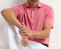 PETER MILLAR Solid Performance Jersey Polo Top in chili red - men's shirt