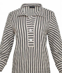 J'Envie/Eli Women's Panama Shirt in black sand - women's shirt - detail view