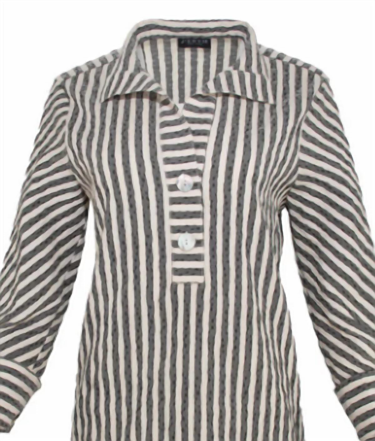J'Envie/Eli Women's Panama Shirt in black sand - women's shirt - detail view