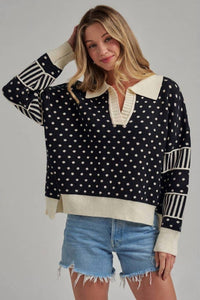 Bon - Just For Fun Polka Dot Collar Sweater