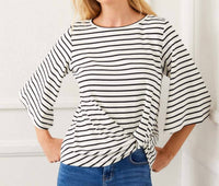 Karen Kane - Stripe Flare Sleeve Pick-Up Top