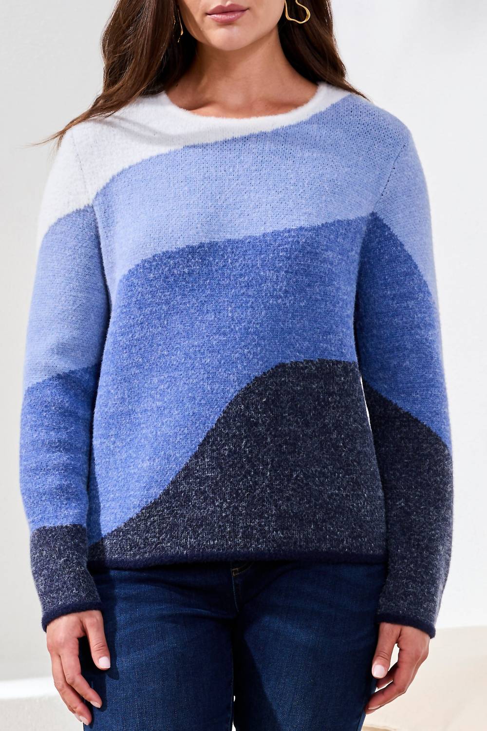 Tribal - Fuzzy Double Knit Crew Neck Sweater