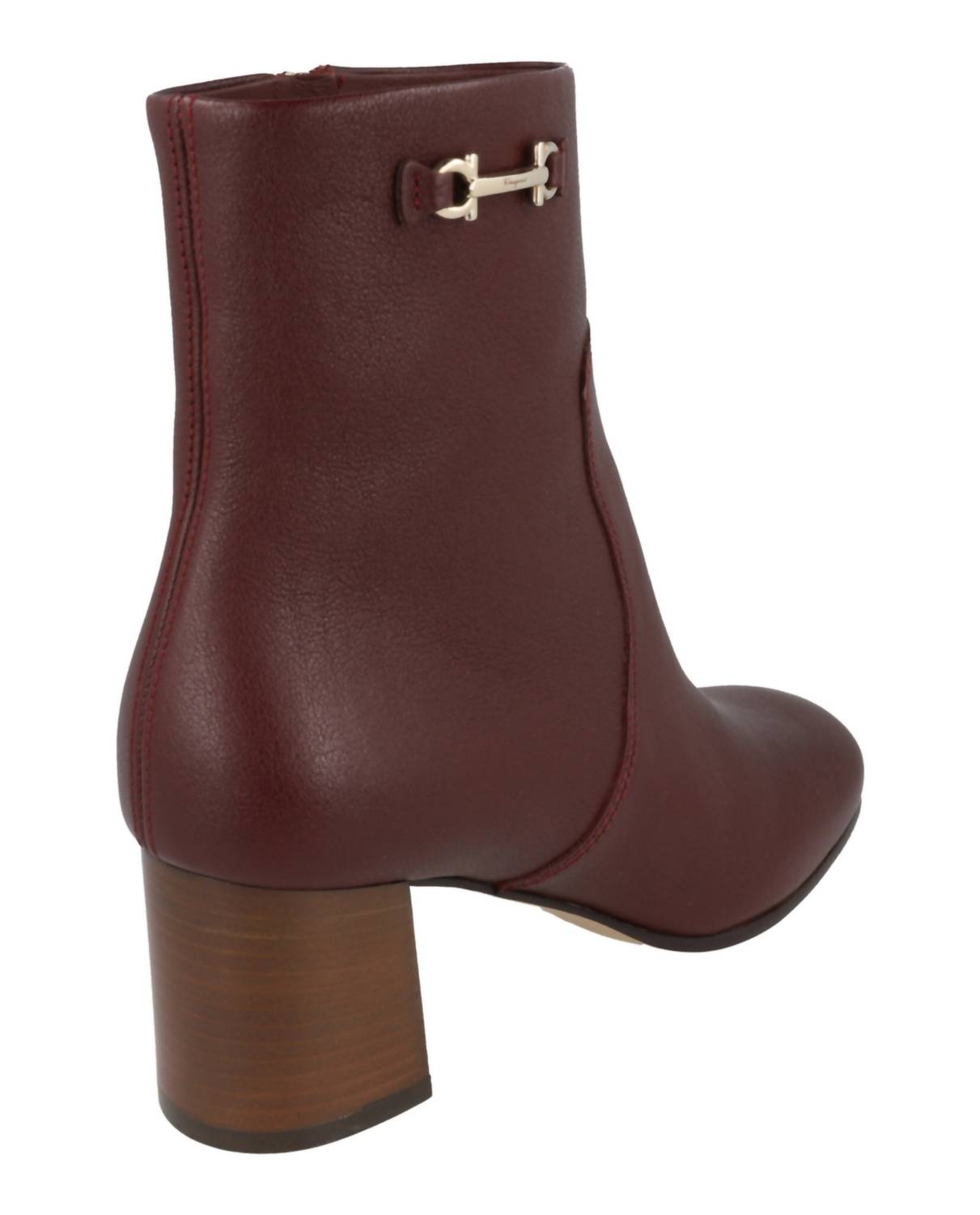 Salvatore Ferragamo Women's Otello Leather Booties in nebbiolo - women's shoe - alternate view