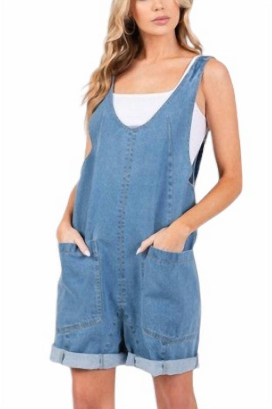 Sewn And Seen - Vincent Denim Overall Shorts Jumpsuit Romper