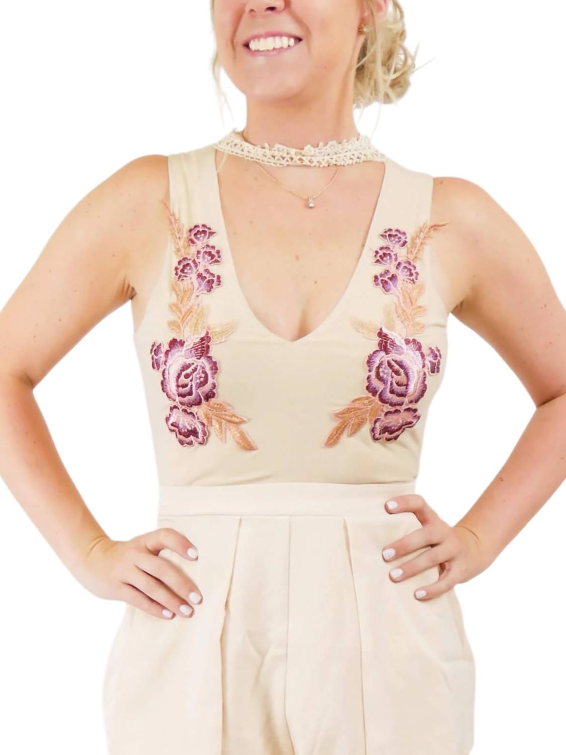 One & Only - Sleeveless Romper With Florals