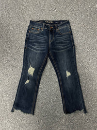 Grace In La - Women's Distressed Denim Capri Jean