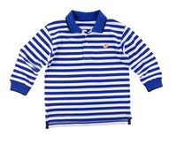 Florence Eiseman Kid's Long Sleeve Football Polo in royal white - kids' shirt