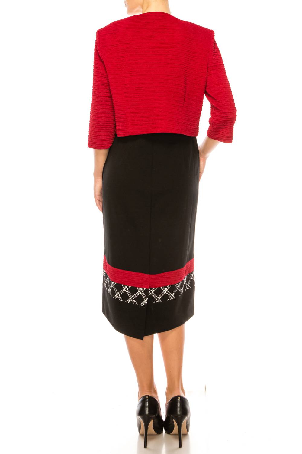 Maya Brooke - Contrast Pattern Cropped Jacket Dress
