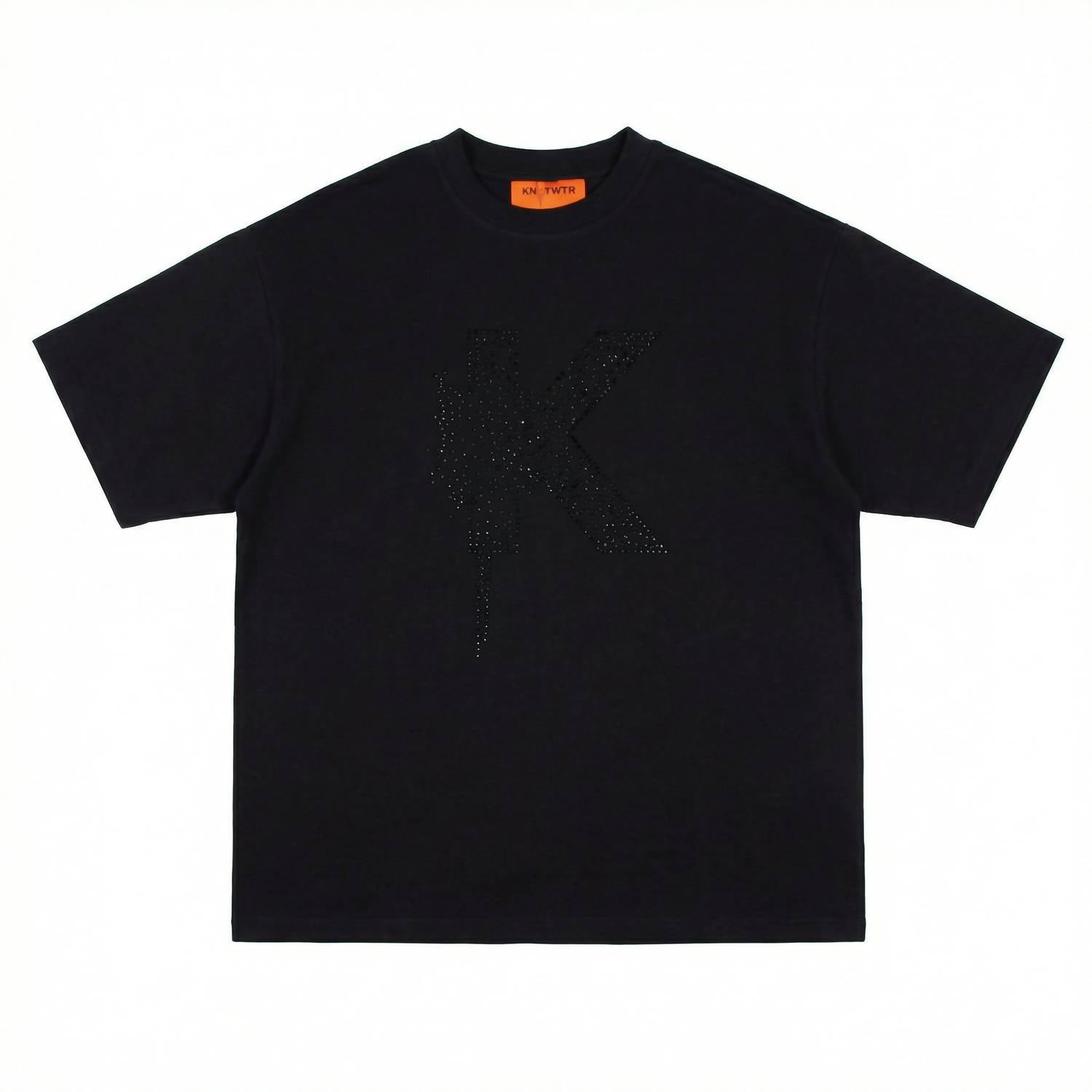knotWTR Rhinestone Short Sleeve K-shirt in black - women's t-shirt - view 7