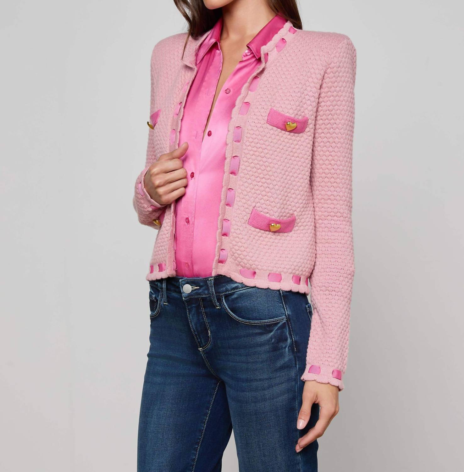 L'Agence - Astor Contrast Trim Cardigan
