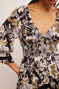 Free People Printed Dixi Maxi Dress in black combo - women's dress - detail view