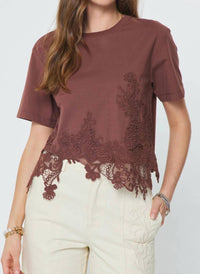 Current Air - Asymmetric Lace Hem Top