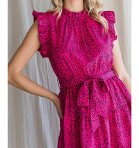 Jodifl - Frilled Neck Ruffle Sleeve Dress With Pockets