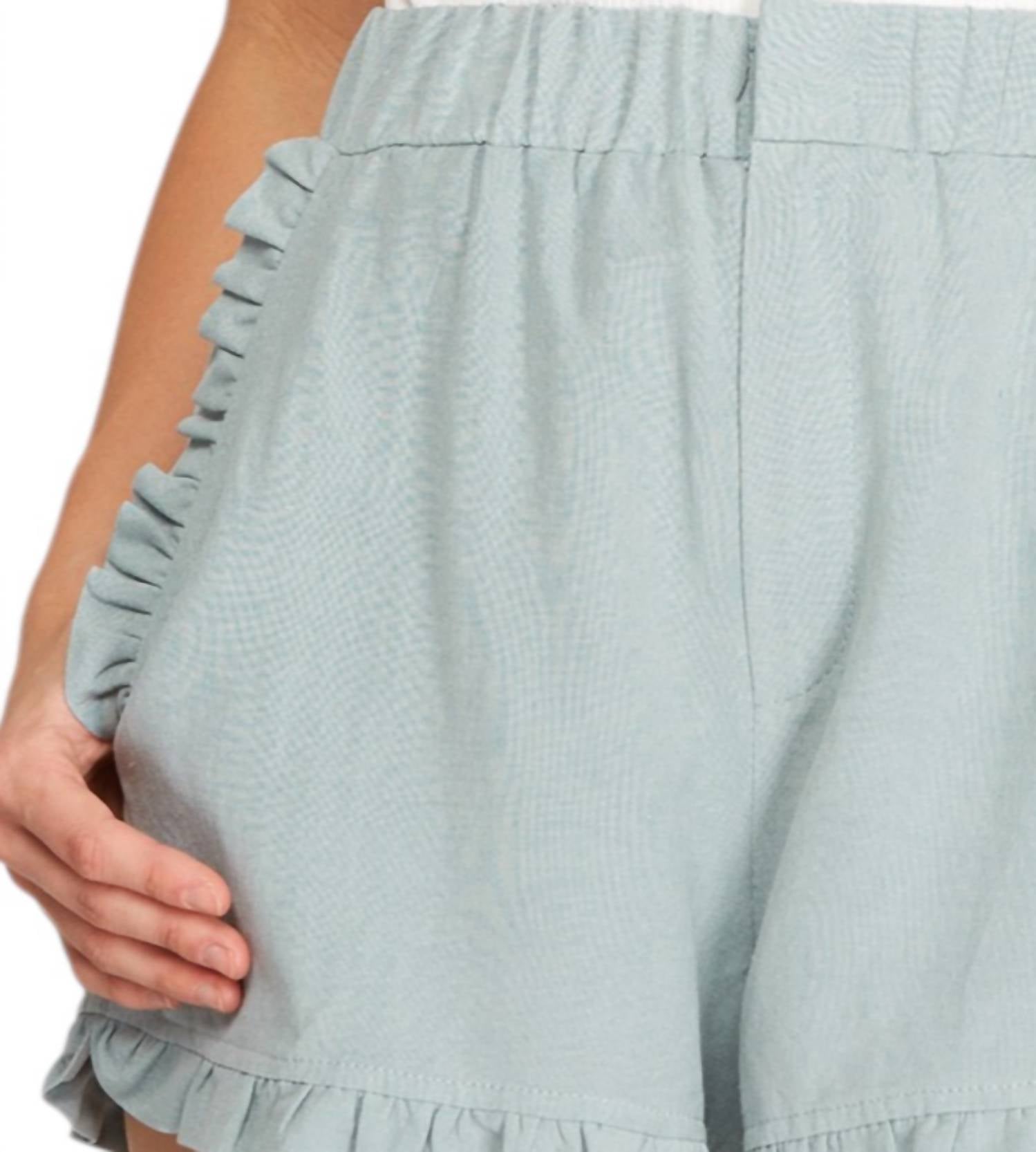 She + Sky - Leilani Ruffled Hem Linen Shorts