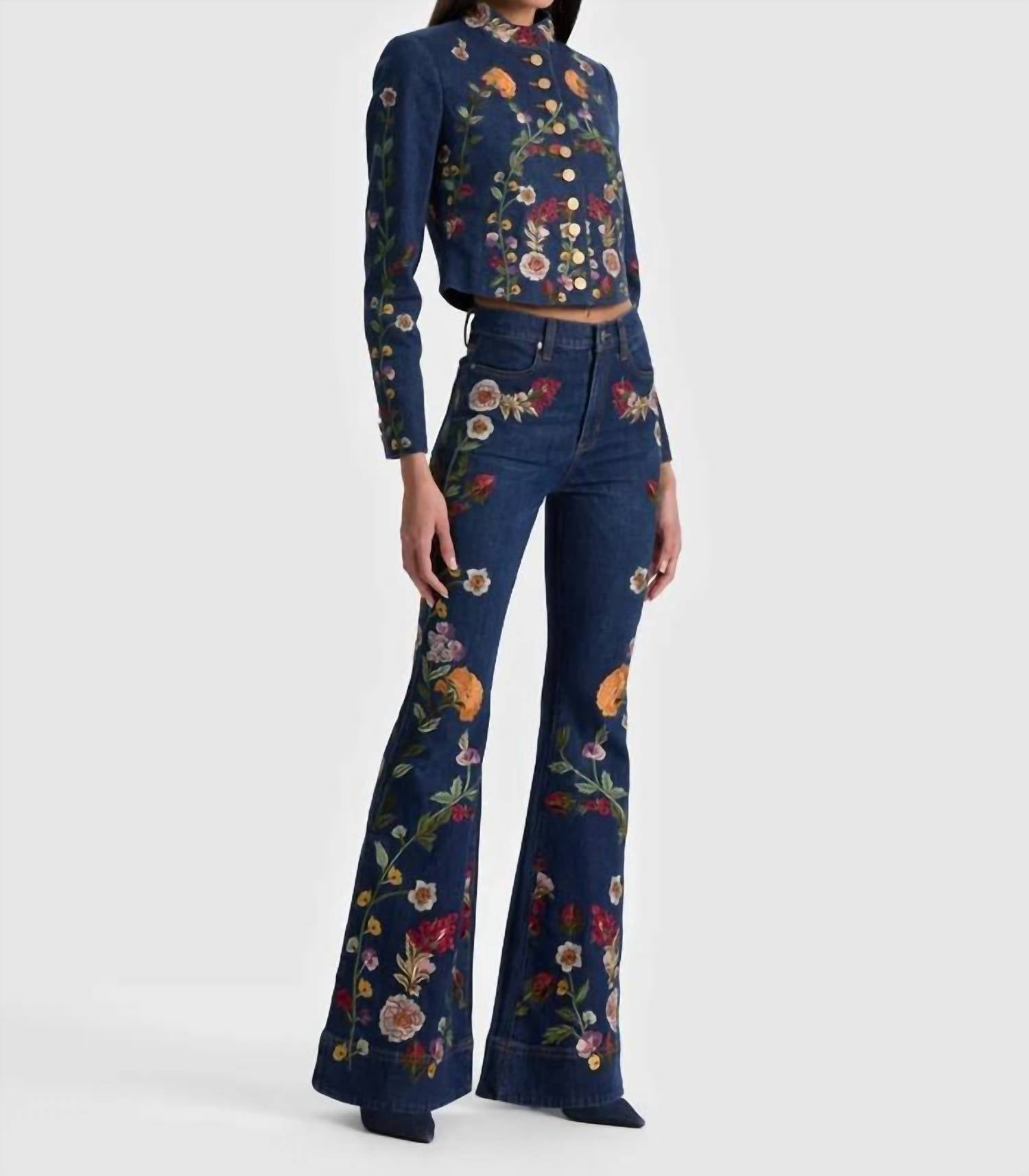 Alice + Olivia - Women's Beautiful Embroidered Jean