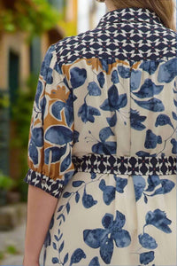 Entro - Botanical Midi Shirt Dress With Tie Waist - Plus