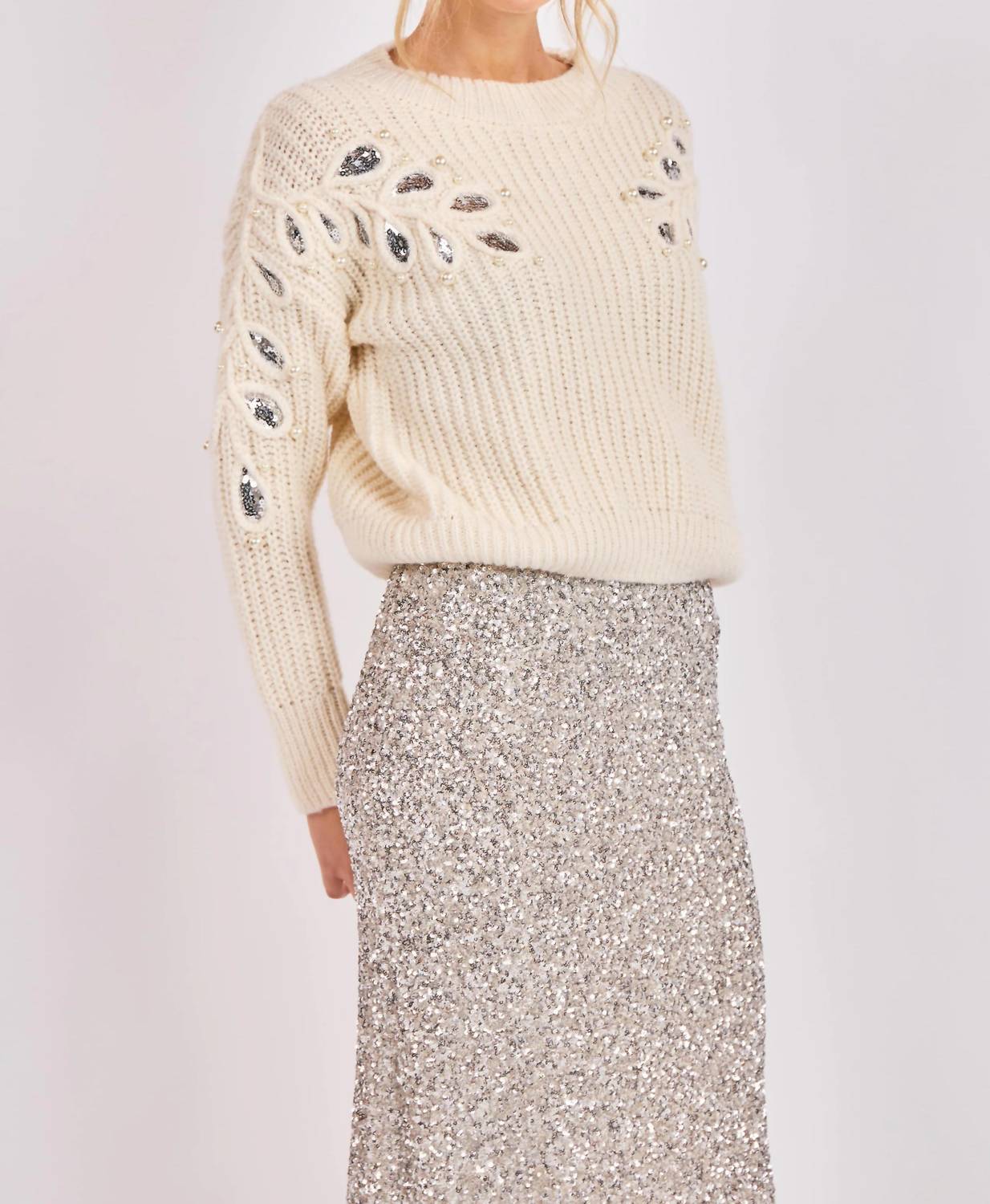 Sadie & Sage - Monroe Leaf Cutout Embellished Sweater