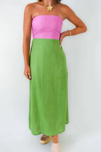 Karlie - Colorblock Linen Maxi Dress