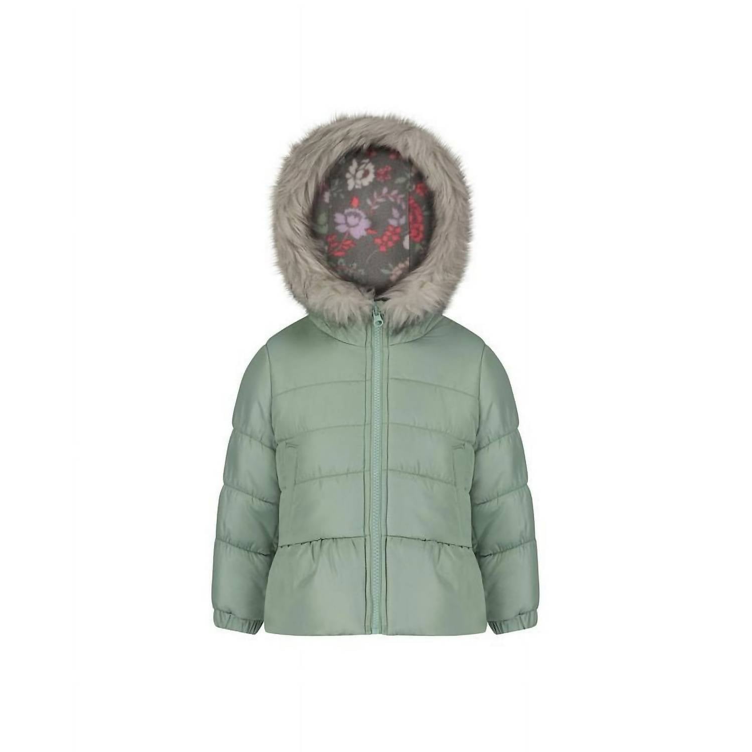 Weather Tamer - Girls' Faux Trim Jacket And Fleece Beanie Set