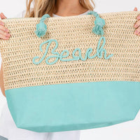 3Am By H&D Accessories - Women's Crochet & Color-sewn Rope Beach Tote Bag