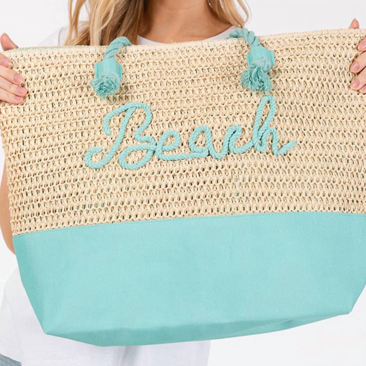 3Am By H&D Accessories - Women's Crochet & Color-sewn Rope Beach Tote Bag