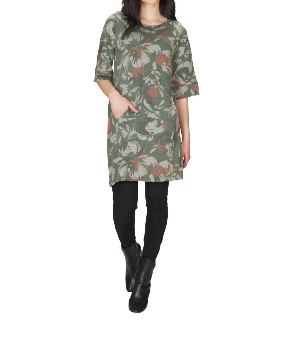 Papillon - Floral Camo Dress With Pockets