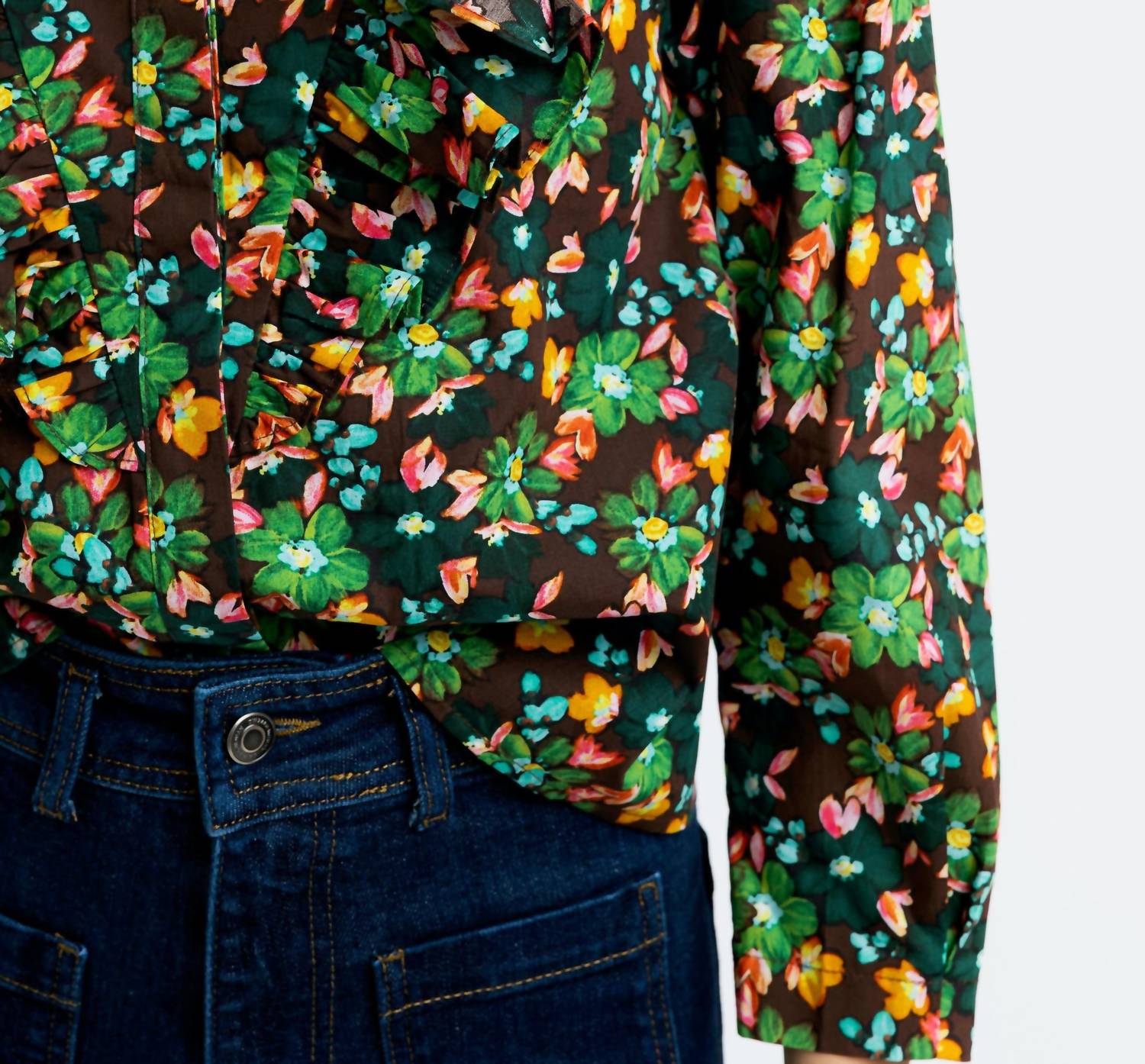 Karlie - Floral Ruffle Button Up Top