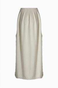 iKiKIZ Crinkle Elastic Waist Side Slit Maxi Skirt in off white - women's skirt - alternate view