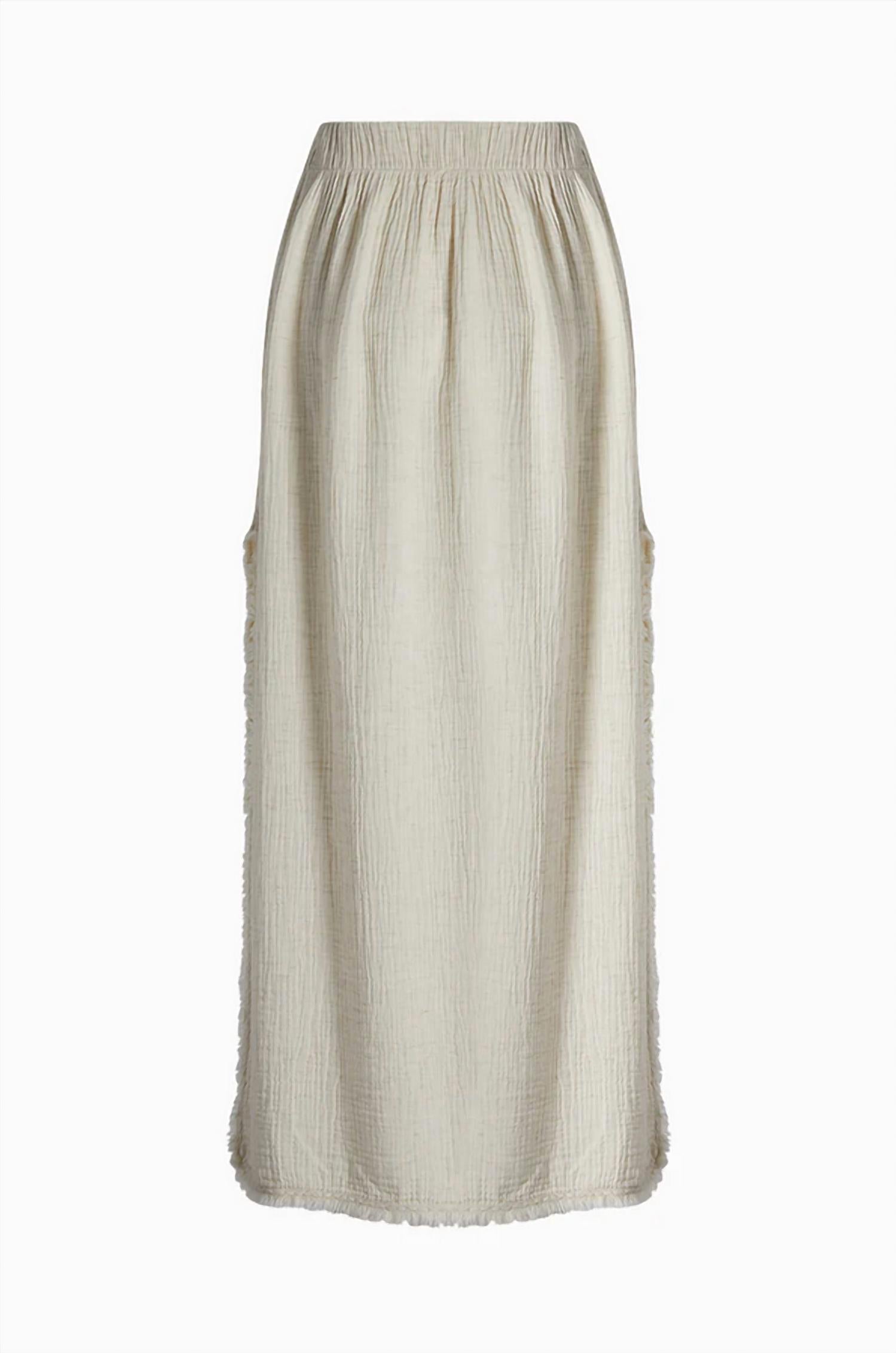 iKiKIZ Crinkle Elastic Waist Side Slit Maxi Skirt in off white - women's skirt - alternate view
