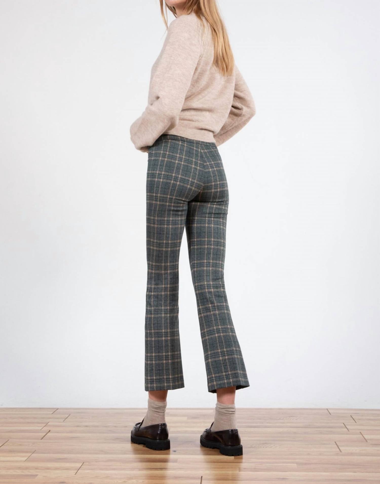 Avenue Montaigne Leo Flare Cut Pants in glen grid - women's pants - detail view