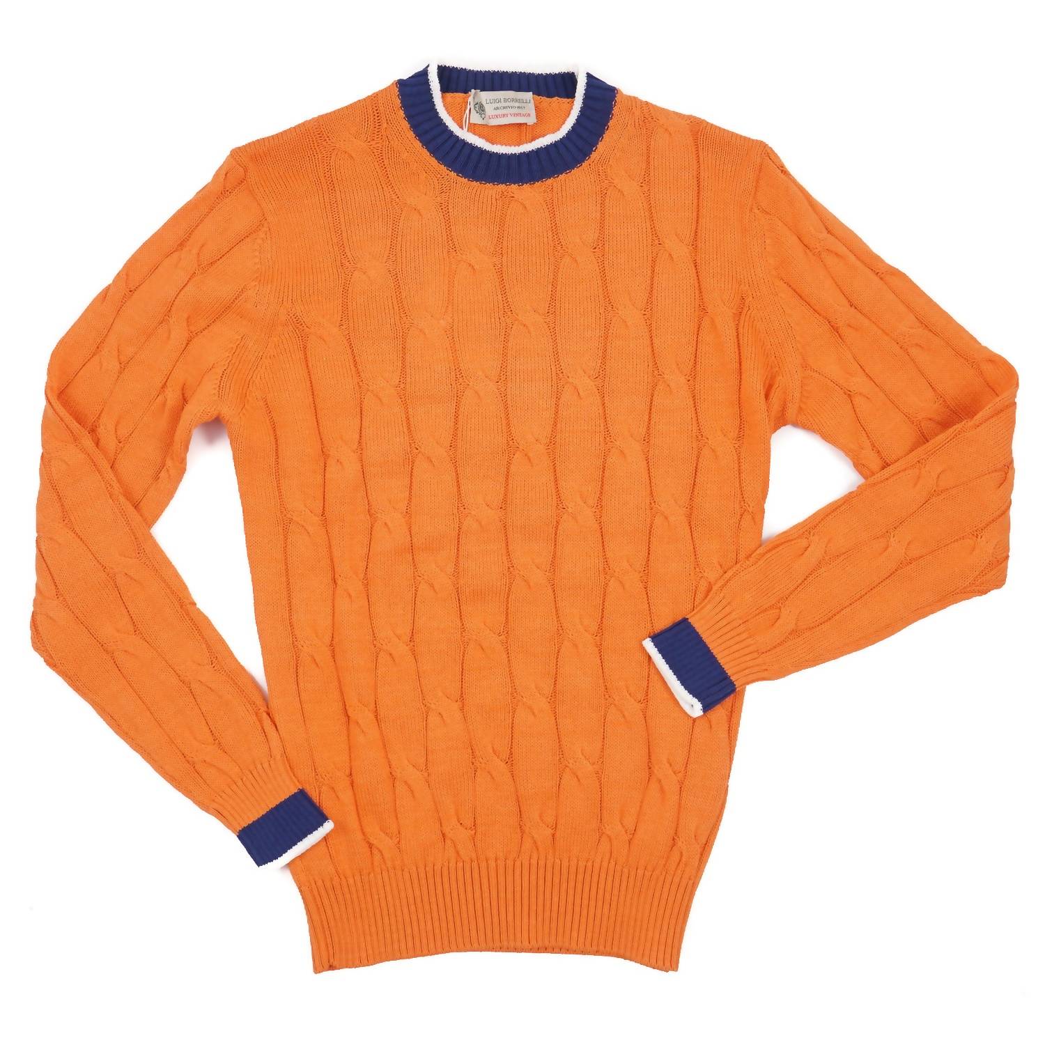 Luigi Borrelli Napoli - Men's Cable Knit Cotton Sweater