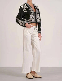 Elan - Embroidered Tie Front Jacket