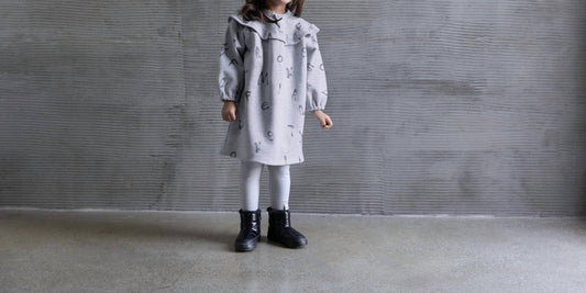 Omamimini - Terry Dress With Ruffled Yolk