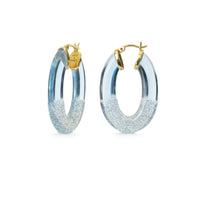 Gold & Honey - Women's Glitter Flat Oval Lucite Hoop Earrings