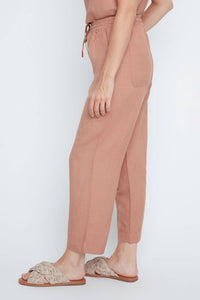 Renuar Blush Breeze Linen Cropped Pants in mocha - women's pants - detail view