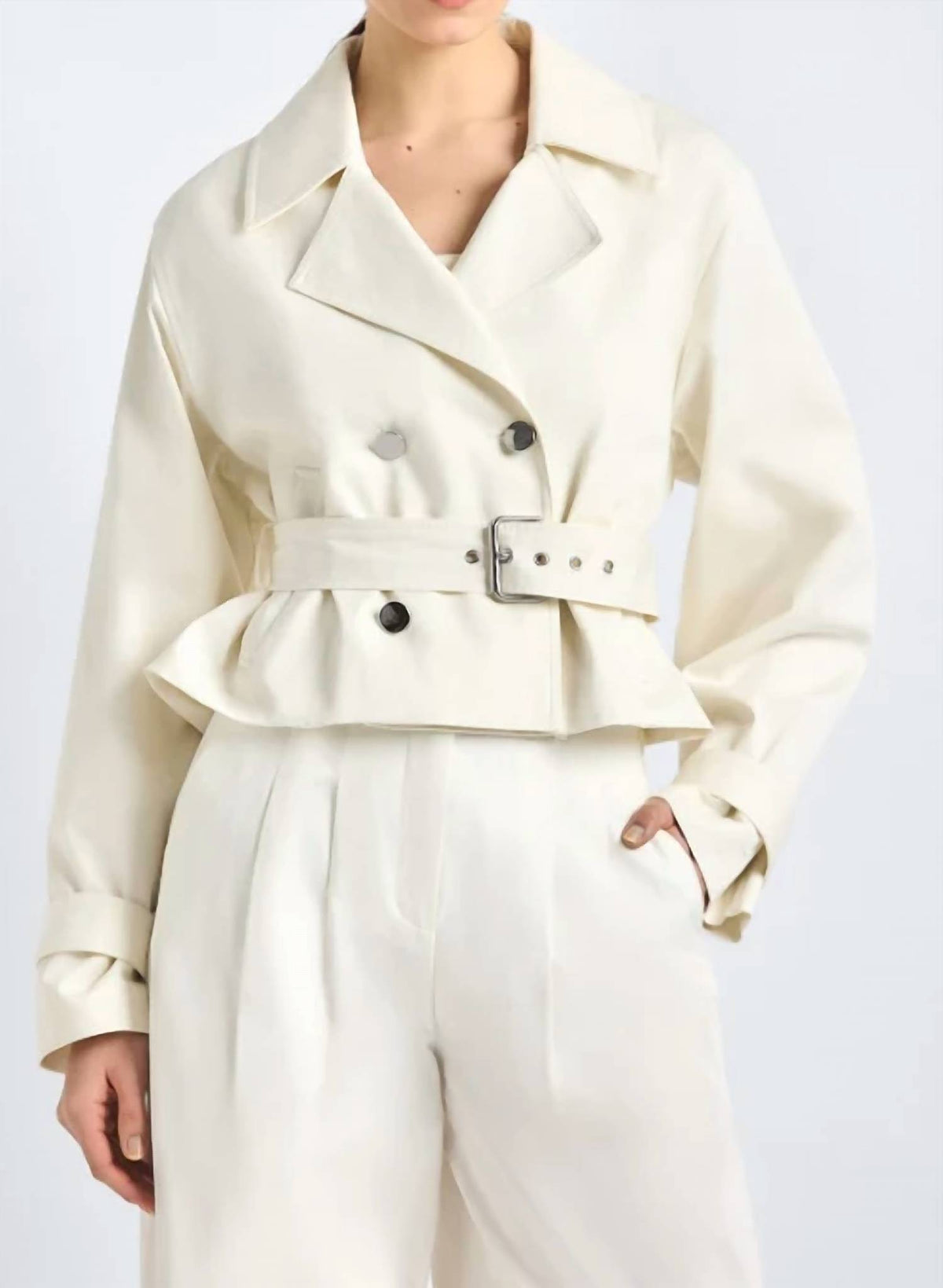 Derek Lam 10 Crosby - Renata Stretch Twill Cropped Trench Jacket