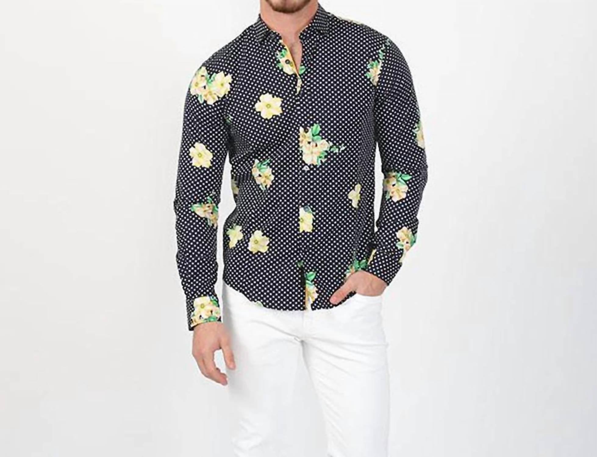 Eight X - Dot Print Floral Button Down Shirt
