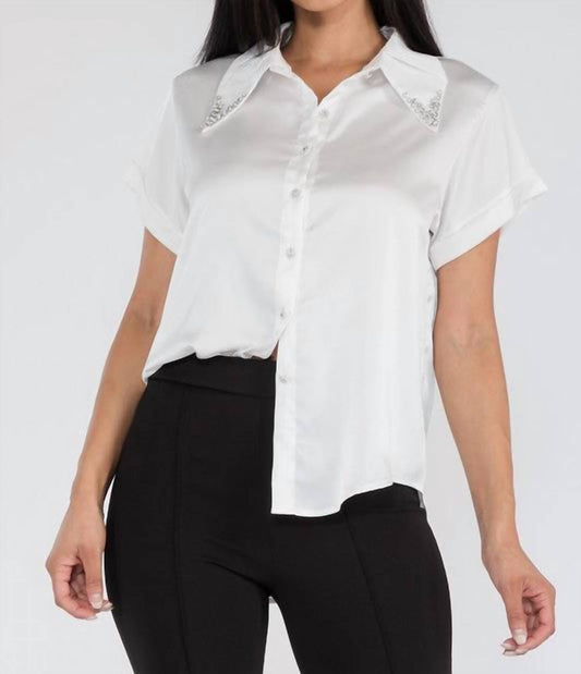 Fashion City - Rhinestones Collar Shirt