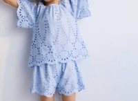 The New Society Girls Patmos Shorts in powder blue - kids' shorts