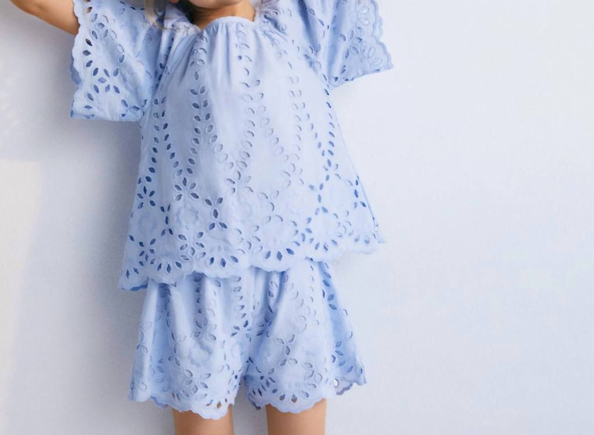 The New Society Girls Patmos Shorts in powder blue - kids' shorts